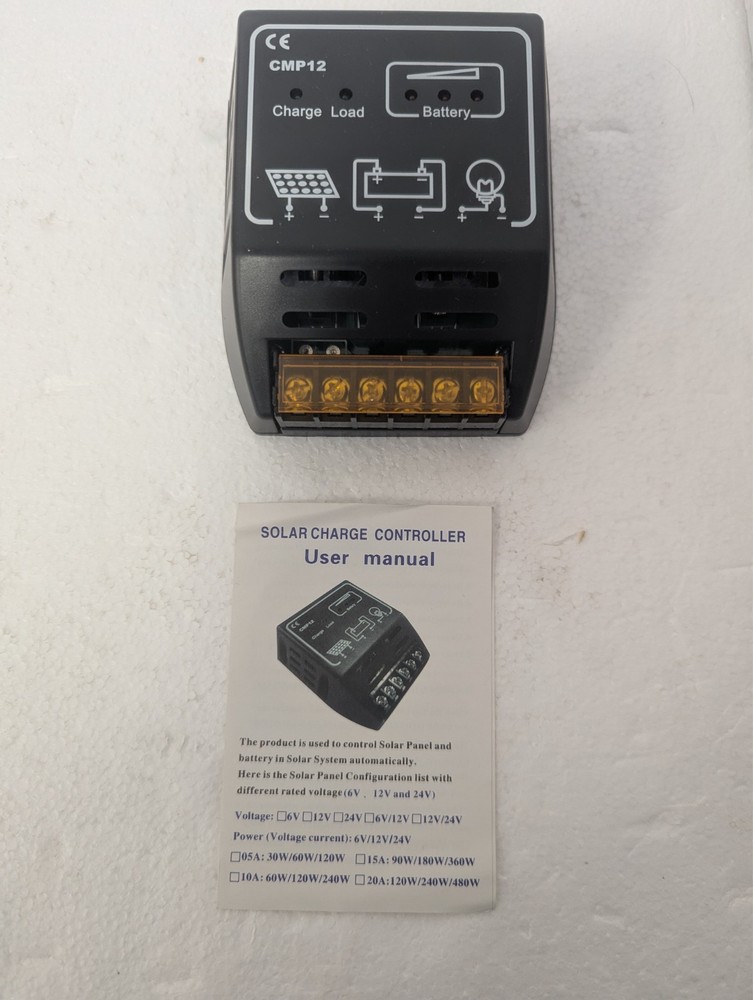 Solar Charge Controller - 12 Volts 10 Amp Solar Controller -CMP12