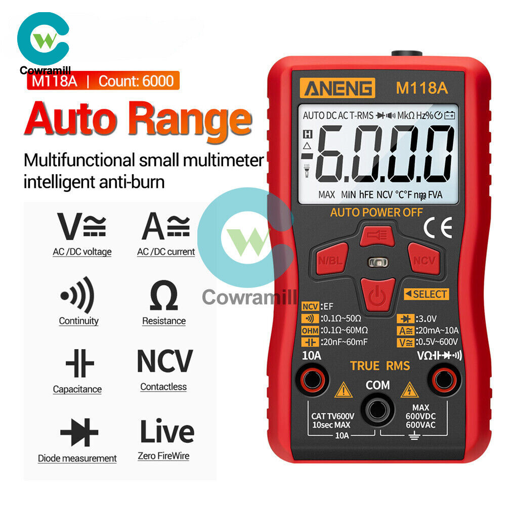 Digital Multimeter AC DC Voltmeter Ammeter Ohmmeter Volt Tester Meter M118A