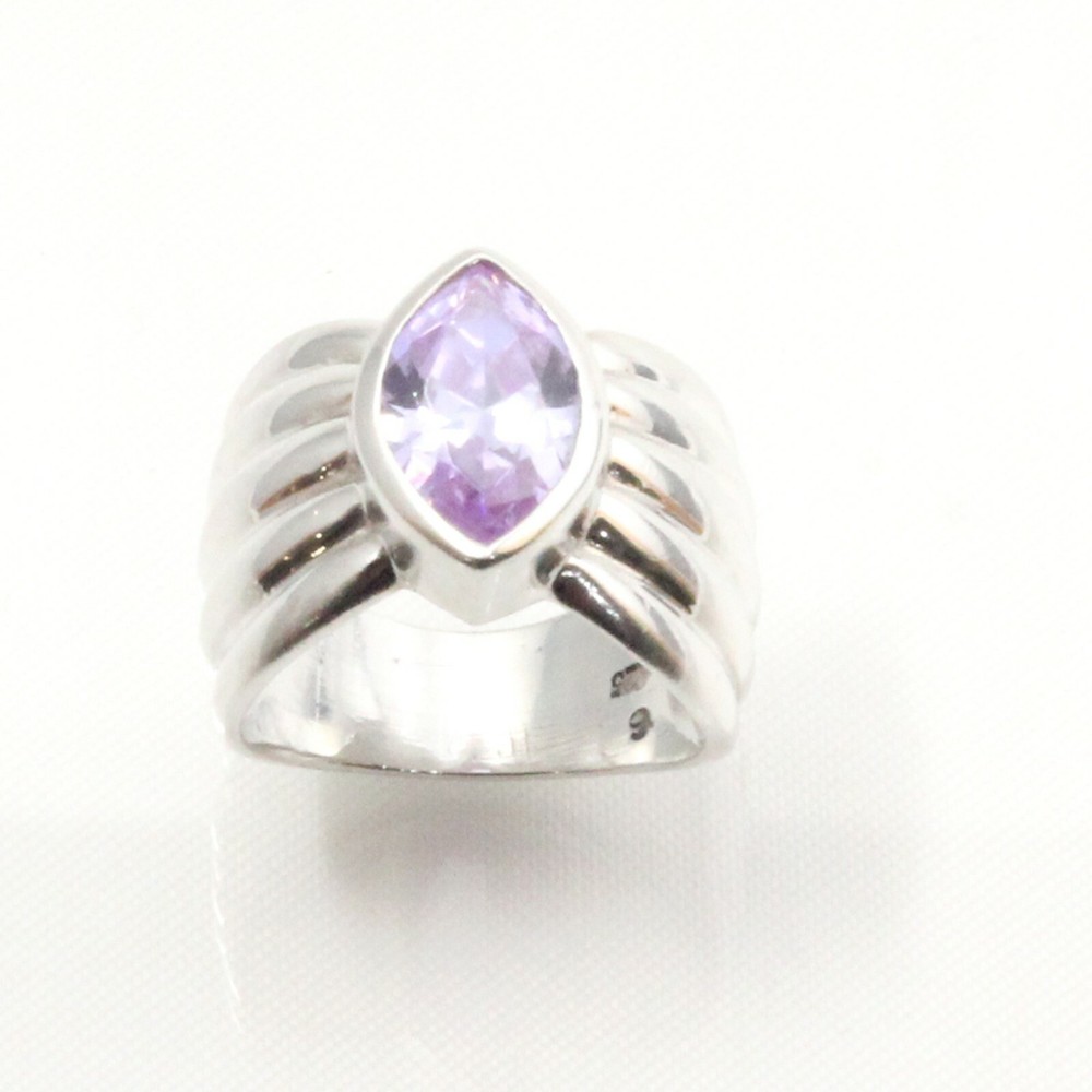 Sterling Silver Amethyst CZ Solitaire Ring