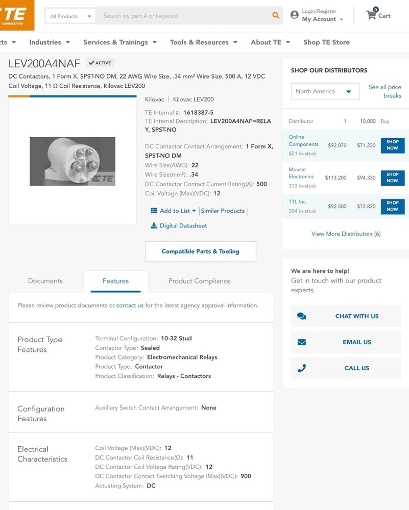 TE Connectivity DC Contactor