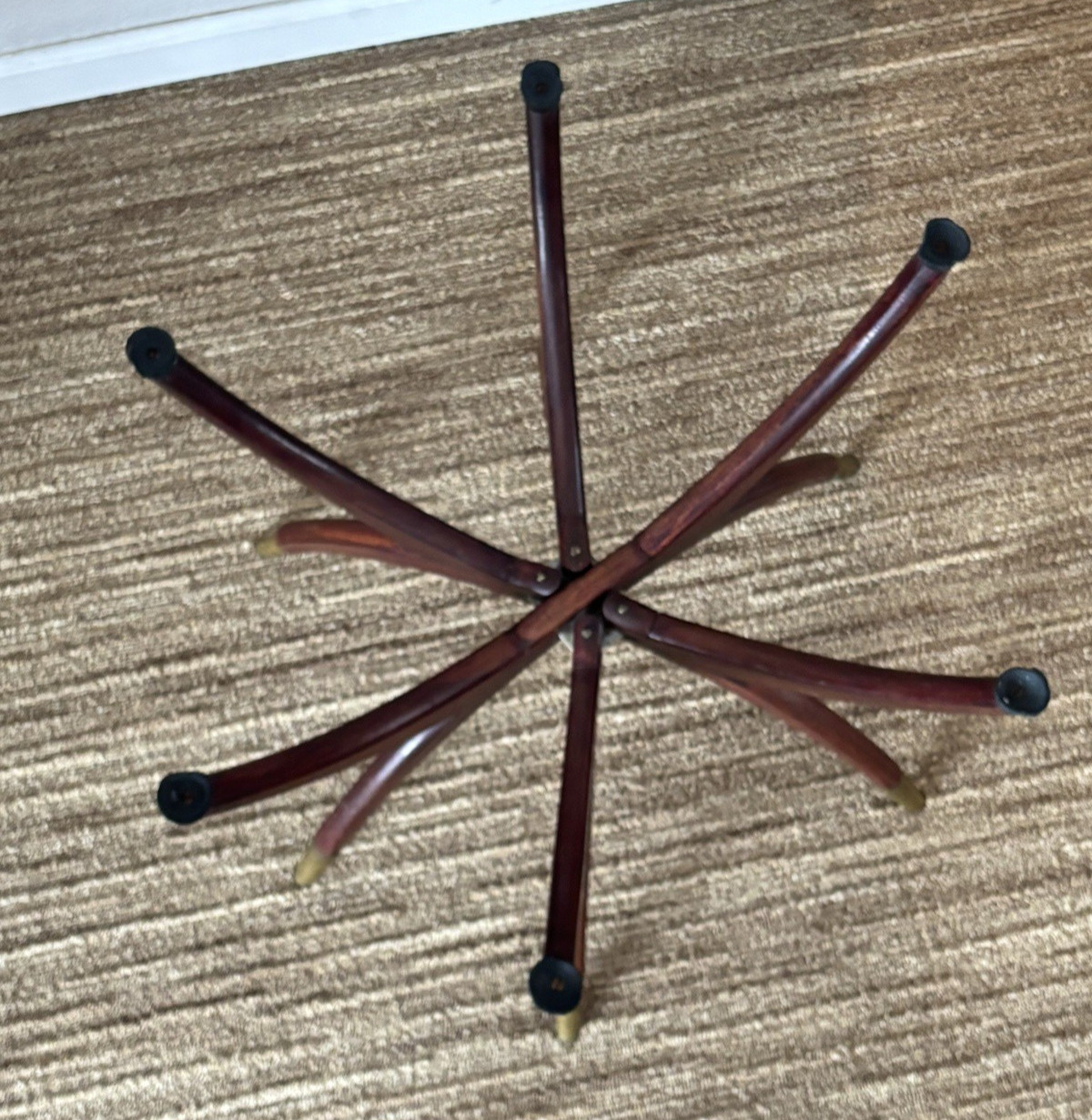 VTG Mid-Century Modern Spider Leg Tray Table Folding Base Brass Tips No Tray MCM