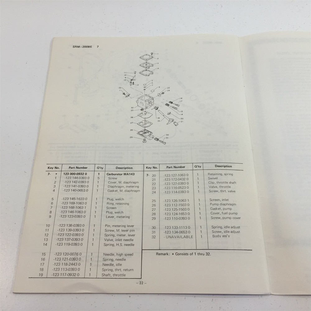Echo SRM-200BE Trimmer Brushcutter Operator's Manual