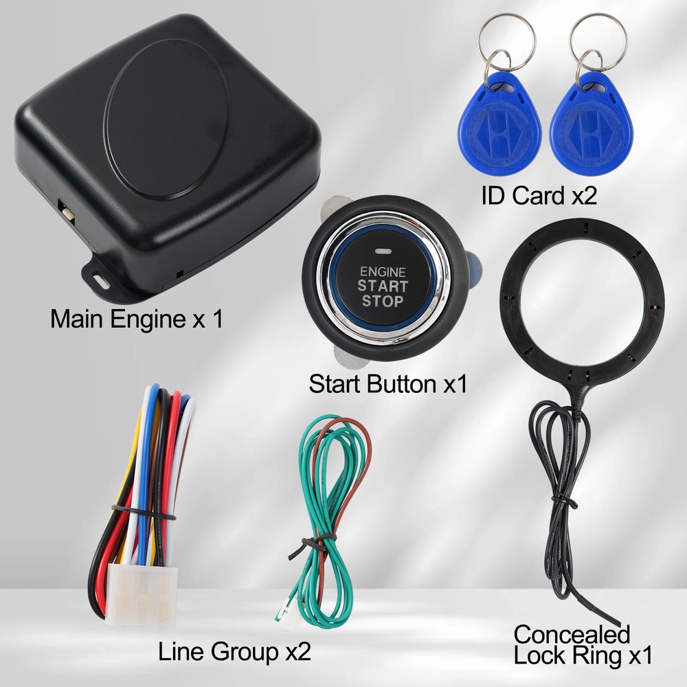 12V RFID Engine Start Car Ignition Switch Push Button Keyless Entry Starter Kit