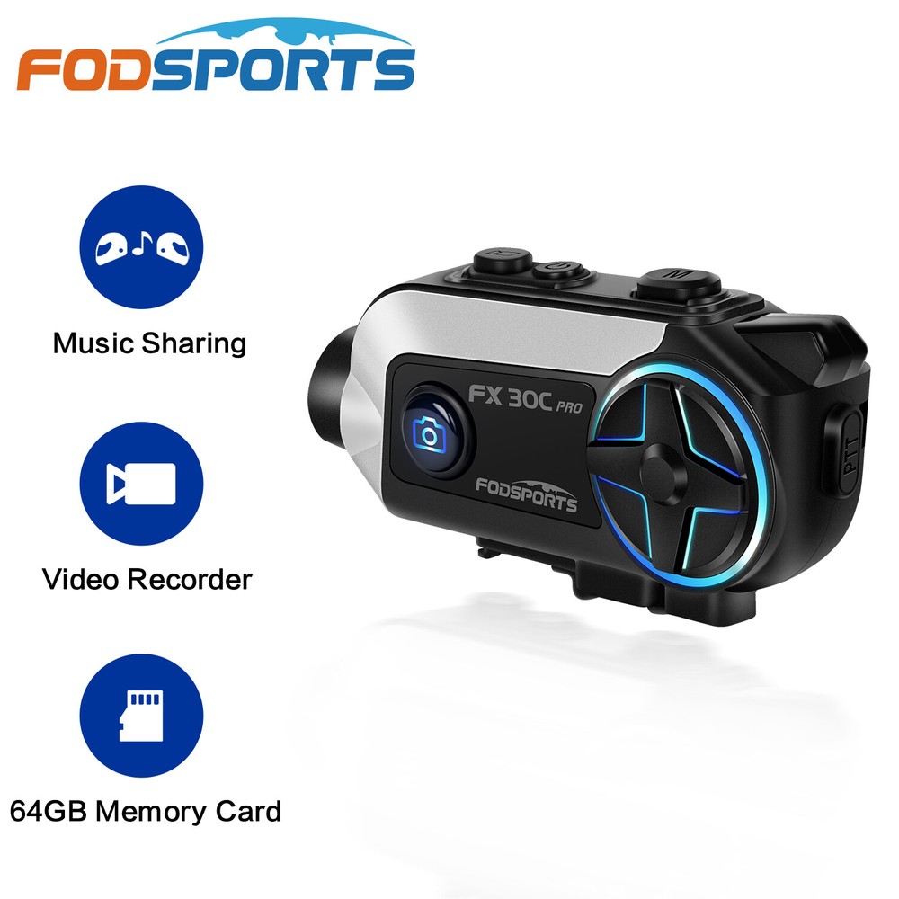 2Mics FX30 C Motorcycle Helmet Intercom Bluetooth Headset 1080P Camera 64G Card