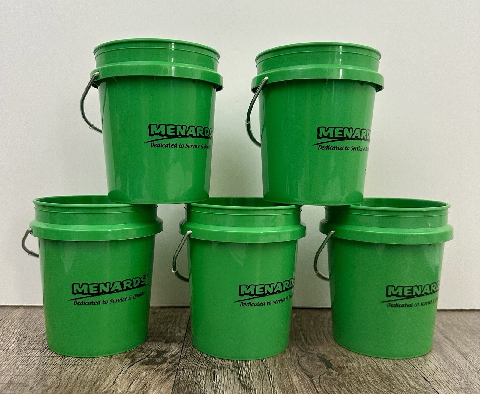 SHIPS TODAY Set of 5 Menards 400mL Mini Bucket W/Steel Handle