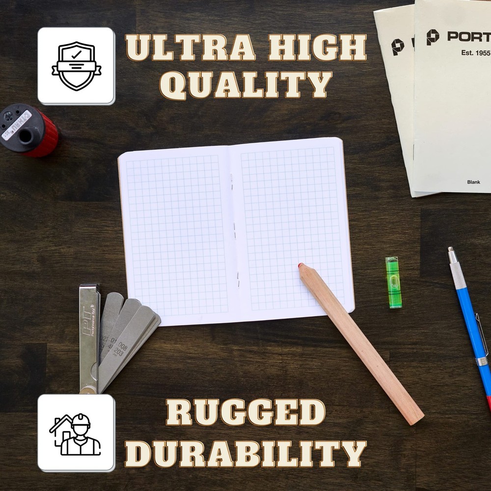 Portage Small Graph Notebook- Notepad for Field Notes, White