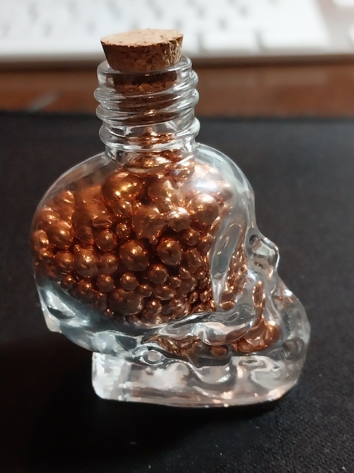 Copper Bullion in Skull Glass Bottle - 99.9 % Pure - 44 Grams - Great Gift!