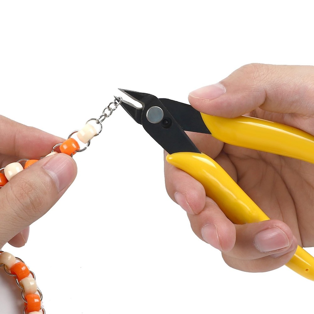 5pcs Micro Flush Cutters Internal Spring Diagonal Soft Copper Wire 5in Yellow