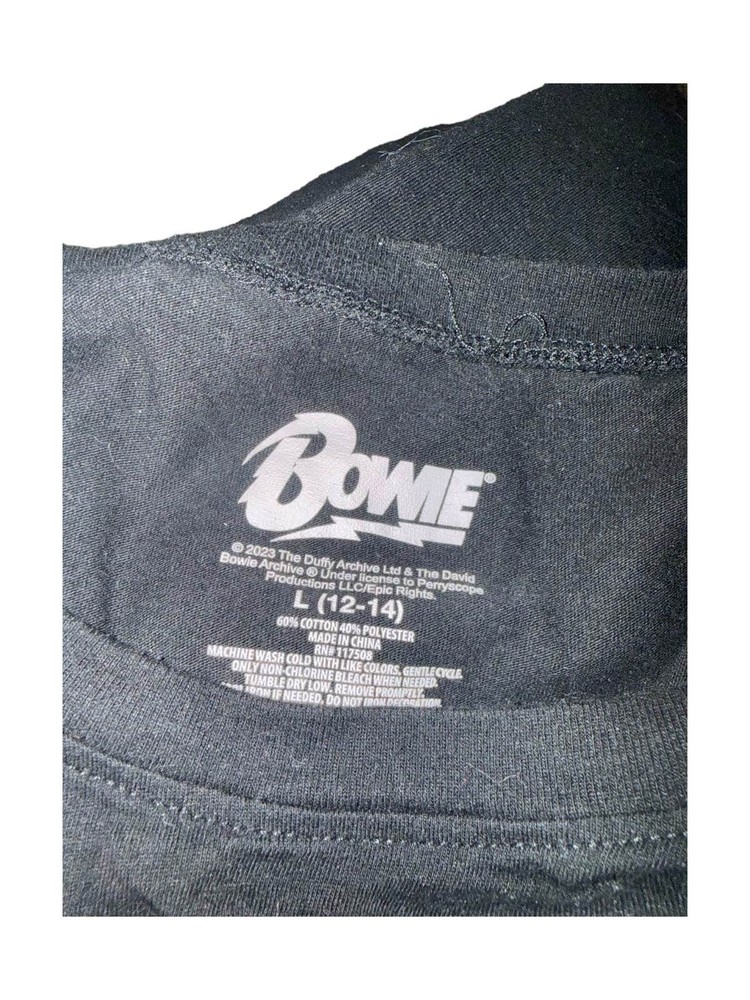 David Bowie Tee Men Black Leopard Aladdin Sane Lightning large