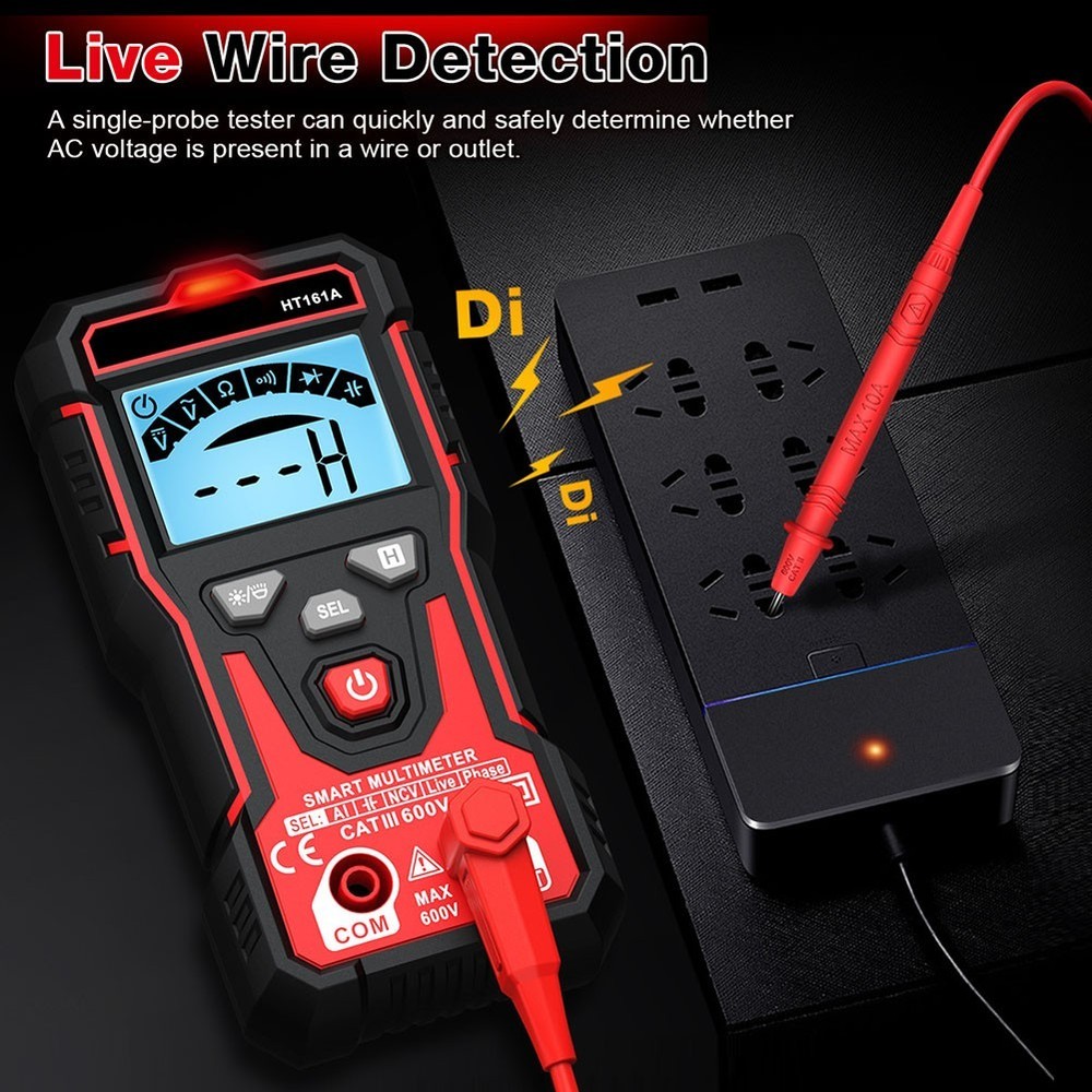 HT161A Auto Range Multimeter 4000 Counts Backlit LCD NCV and Diode Test