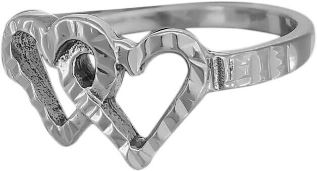 Diamond Cut United Hearts Ring