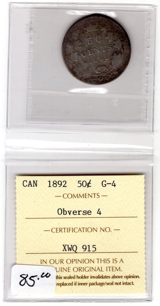 CAN 1892 50 cent G 4