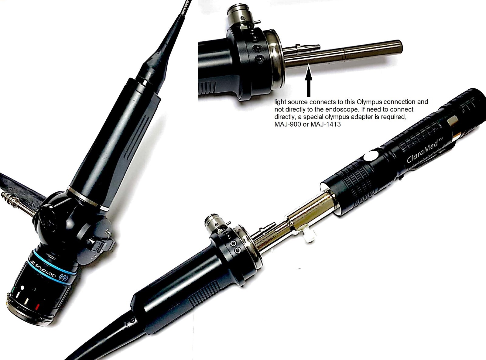 ClaraMed phone endoscope adapter with Olympus compatible LED light source S3