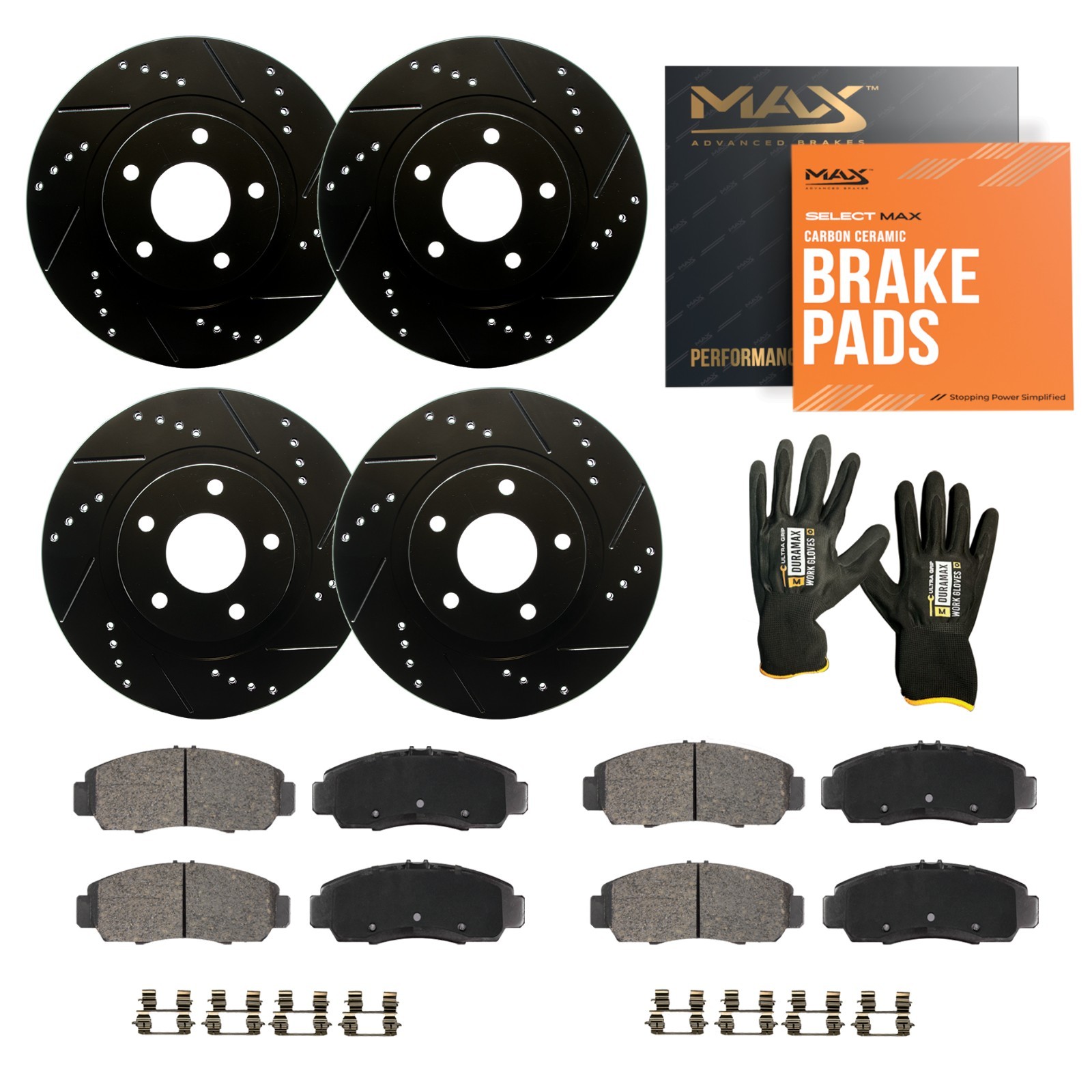 Front & Rear Drilled Slotted Rotors + Pads for 2010-2013 2014 2015 Chevy Camaro