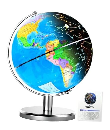 8'' Illuminated World Globe with Constellation Night Light, Educational Light