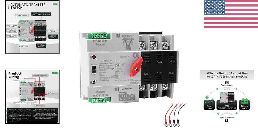 3-Pole 100A Auto/Manual Transfer Switch - Durable & Versatile Power Management
