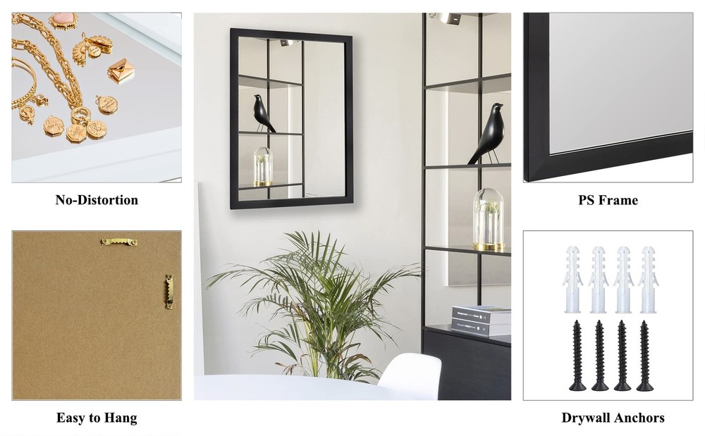 Rectangular Wall Mirror Black Bathroom Mirror 16" x 20" Wall Mirror for Entry...