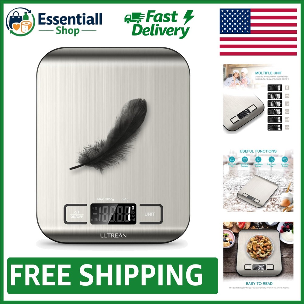 High Precision Kitchen Scale - Tare Function & Slim Design, 304 Stainless Steel