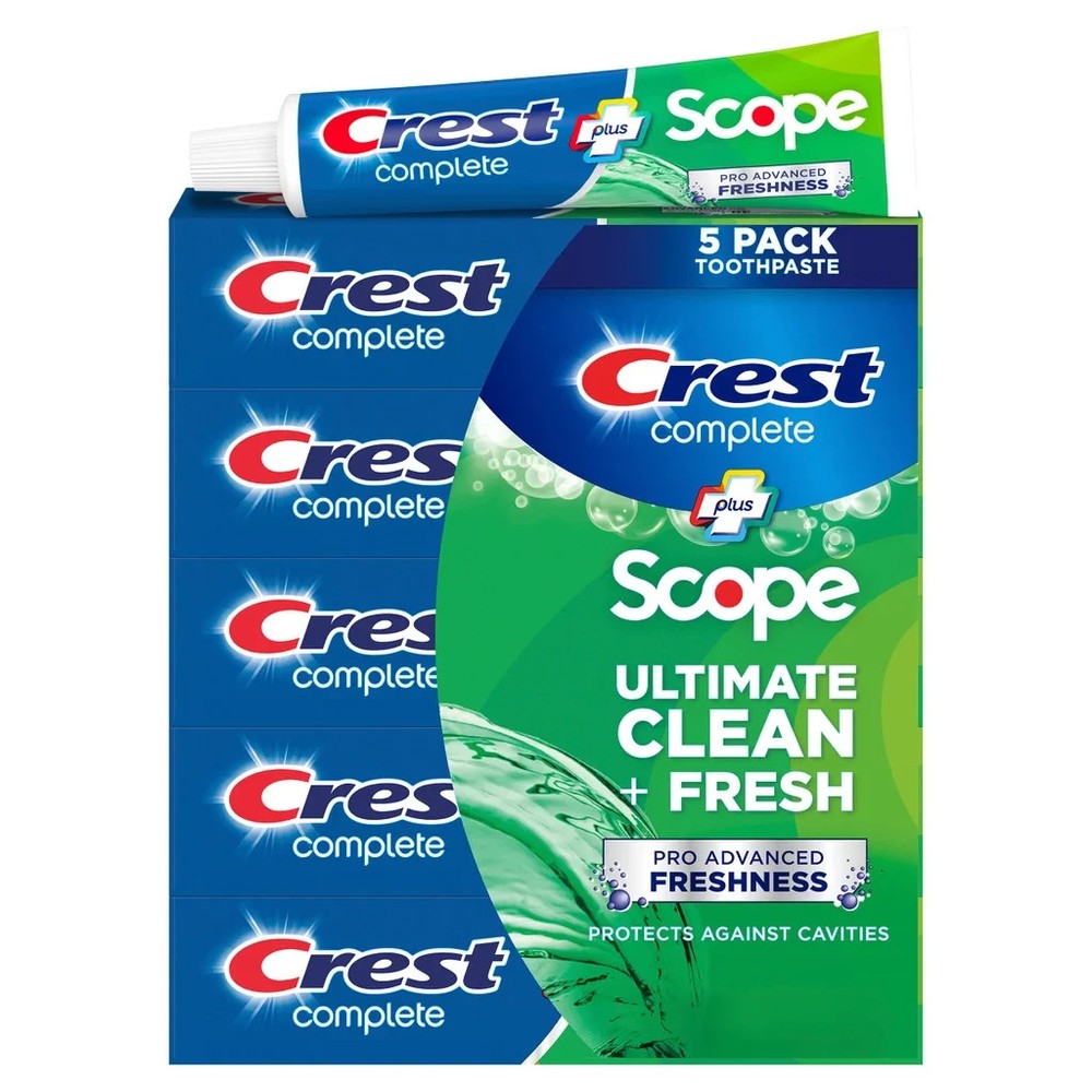 Crest Complete Plus Scope Active Foam Striped Toothpaste 8.2 Oz (Pack of 5)