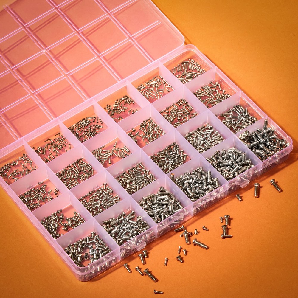 Zmbroll 1200Pcs Phillips Pan Head Small Machine Scews,Tiny One Size, Silver