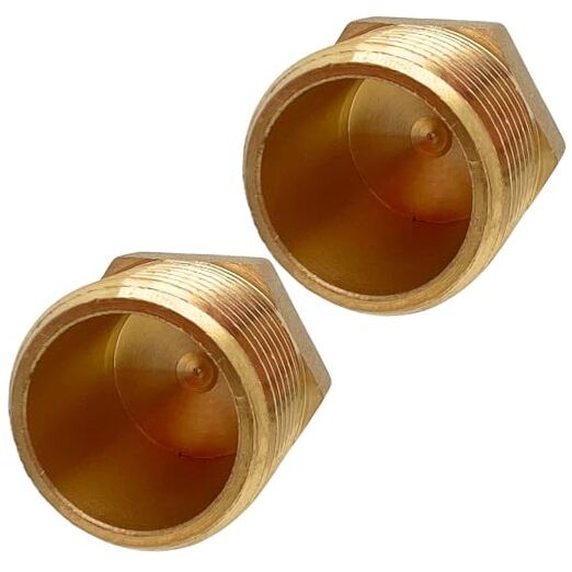 2 Pack Brass Pipe Plug Outer Hex Head Socket Plug Fitting for 3/4" NPT Male