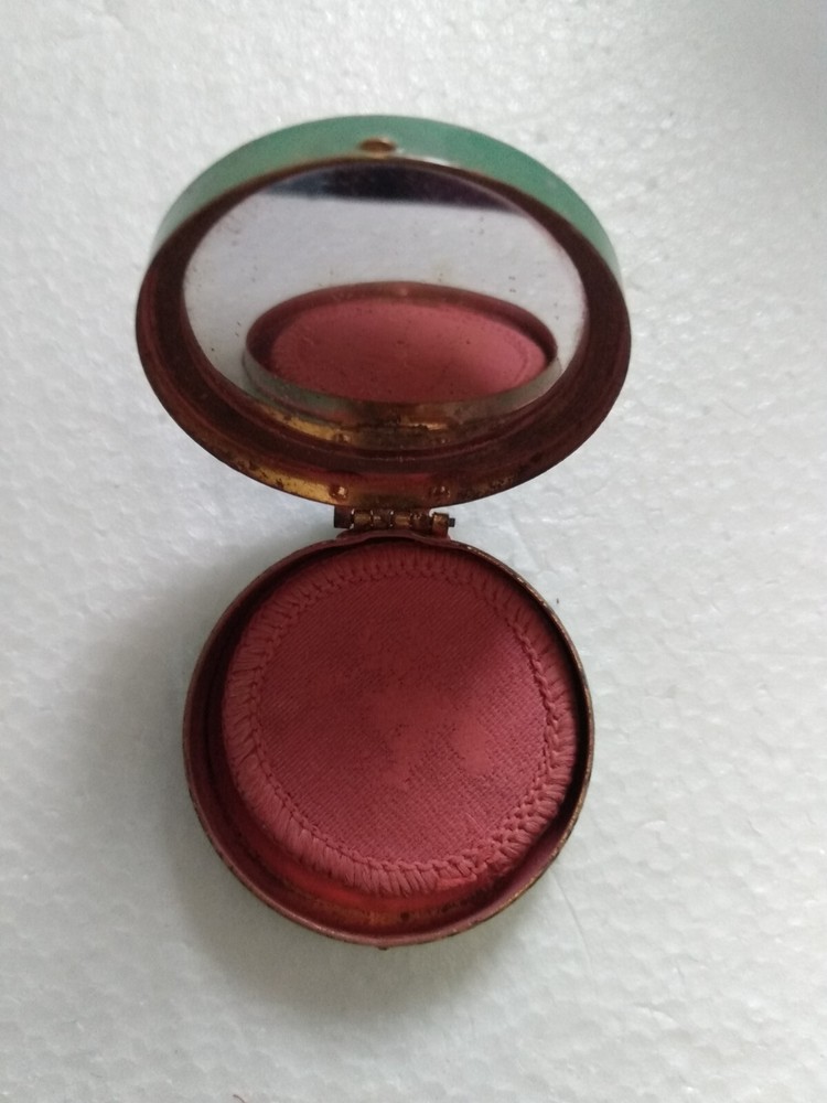 Vintage Rouge Container With Powder Puff And Mirror