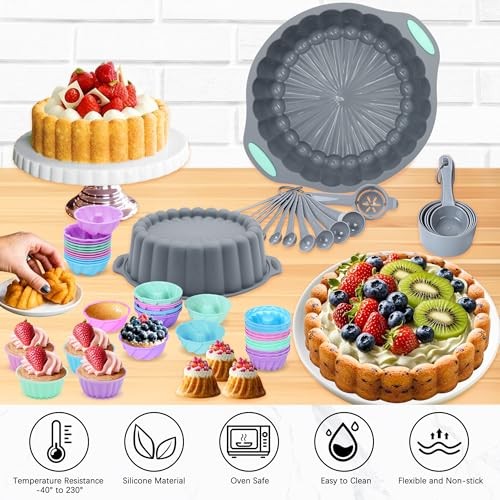 72 Pieces Silicone Bakeware Set, Nonstick Baking Pans 72 Pcs Bakeware Sets