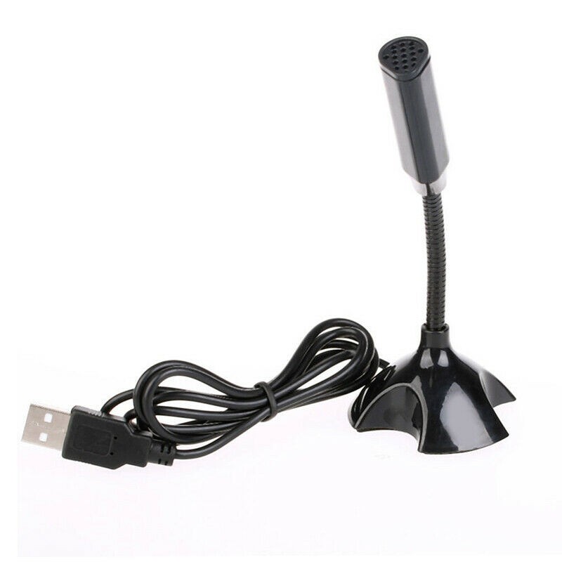 Black USB Mini Desktop Speech Microphone Stand for PC Laptop Computer Notebook D