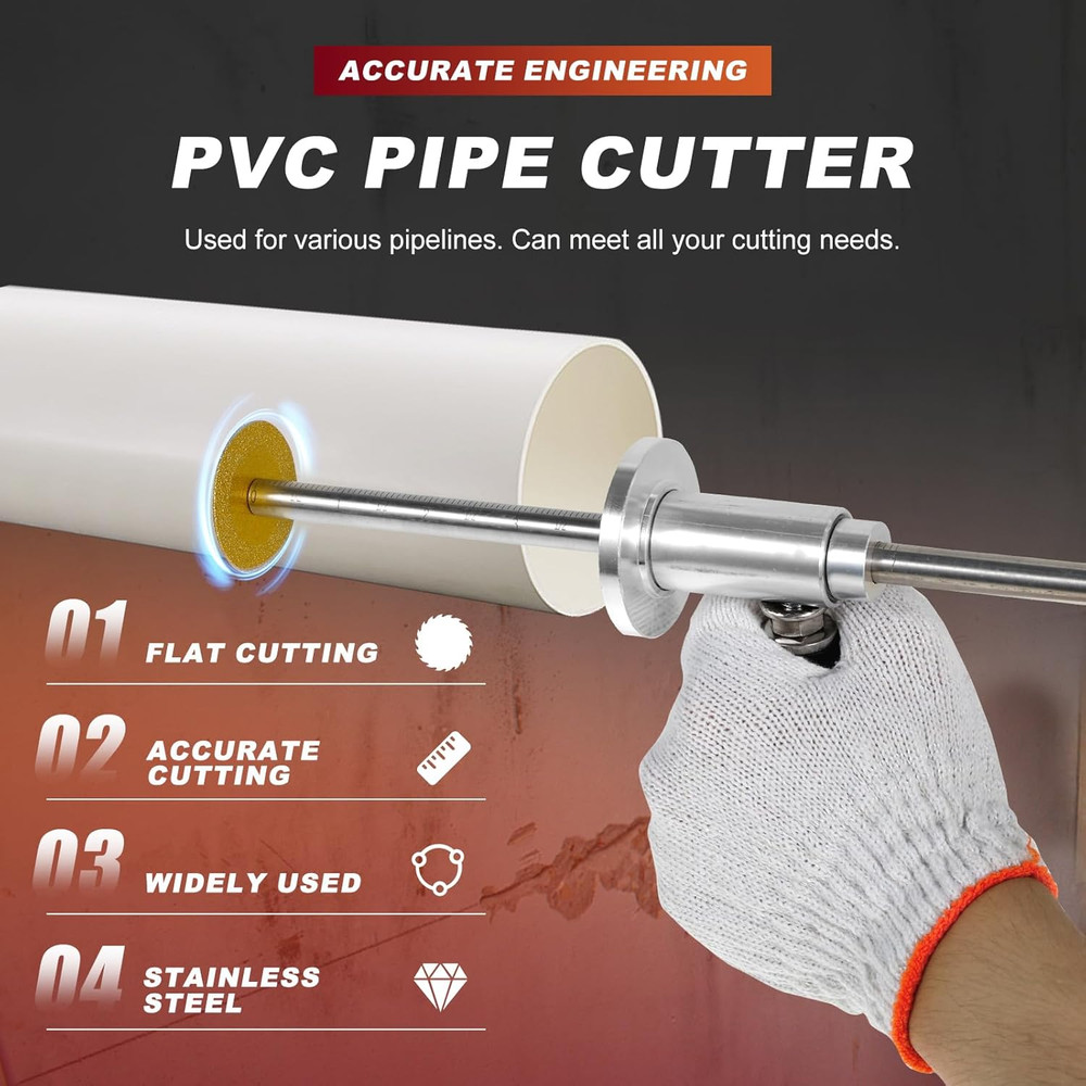 Inside Pipe Cutter for PVC Pipe 7" Adjustable Cutting Depth Stainless Steel Plum
