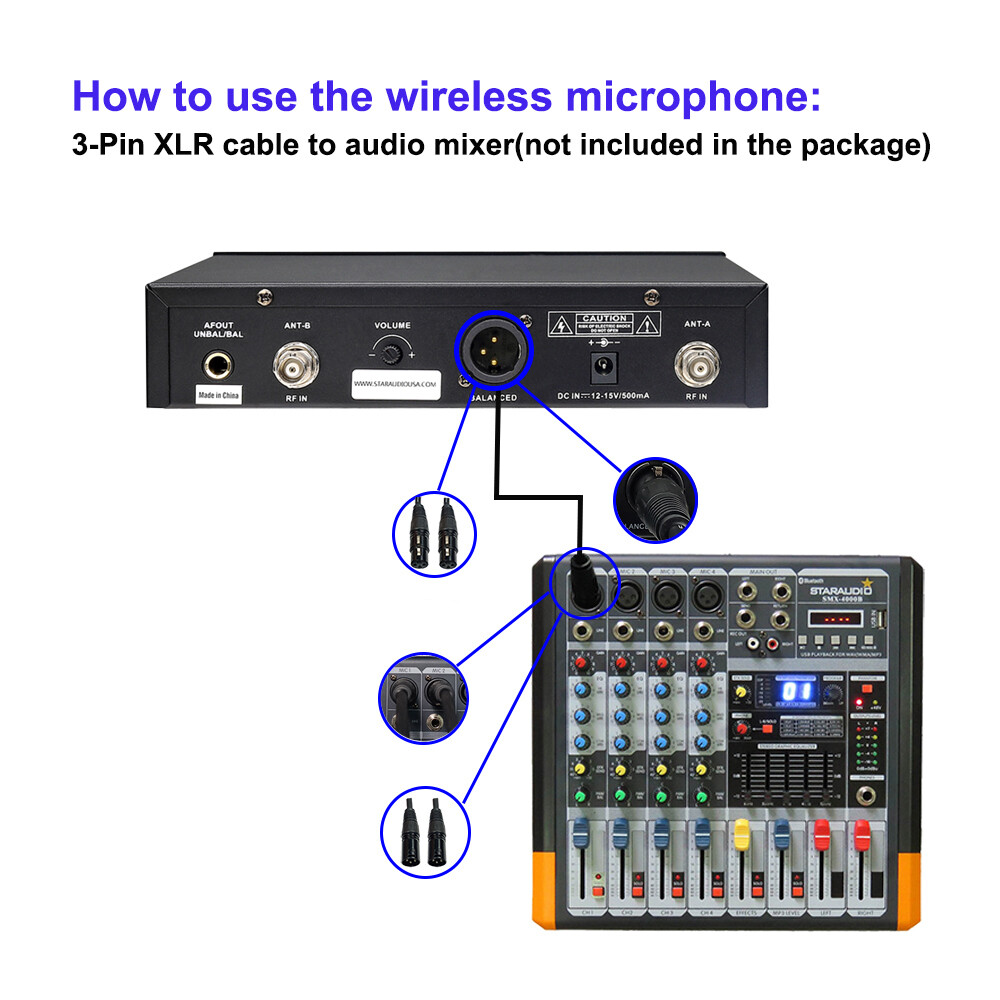 Wireless UHF Microphone System Guitar Straight Angled plug Microphone Audio Mic