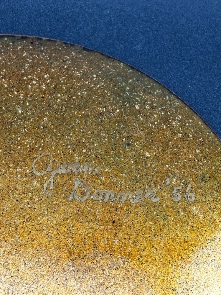 Vtg Signed Gwen Donner Enamel On Copper Leaf Pattern Plate