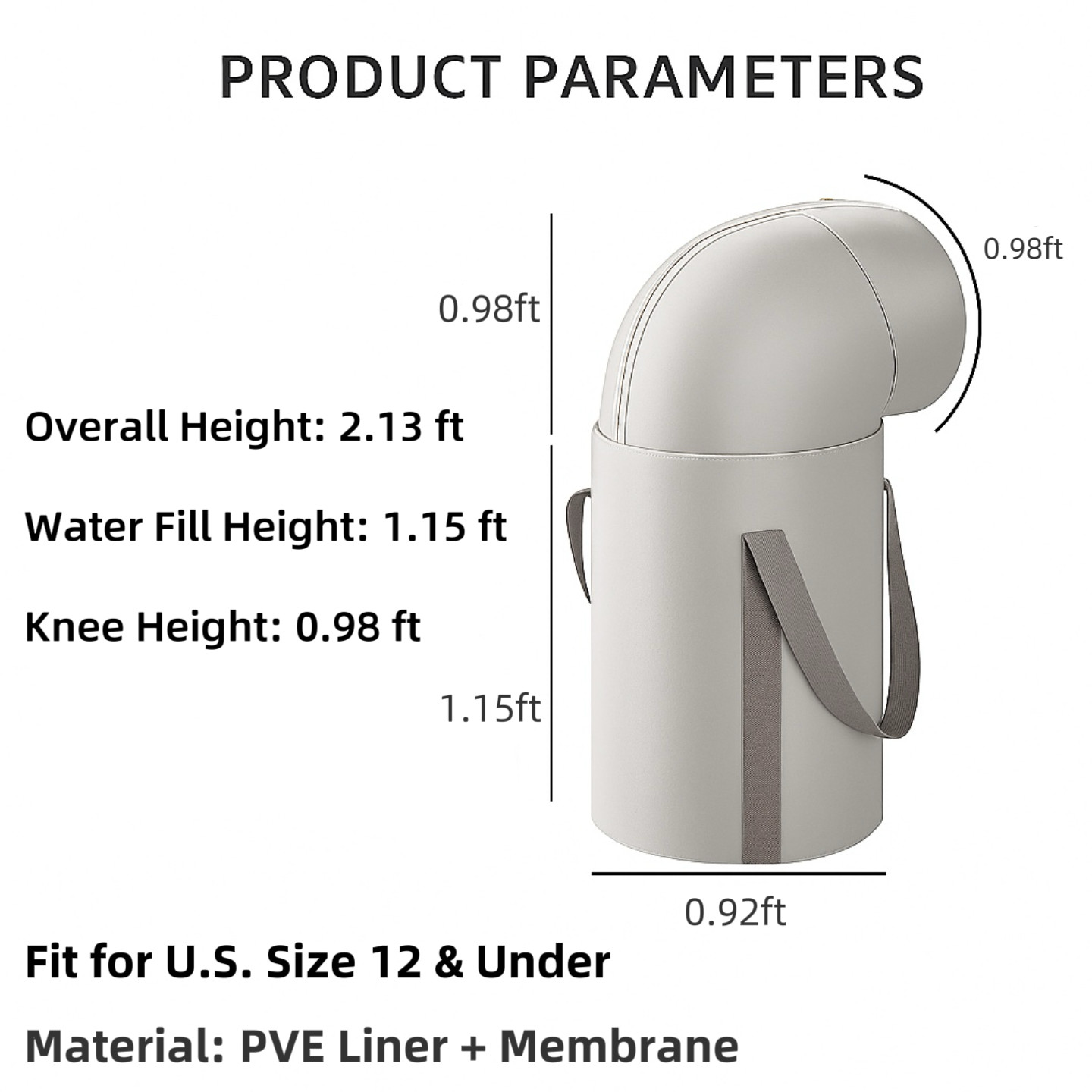 Collapsible Foot Soak Bucket w/ Pouch, Insulated Liner, Fits US 12 & Under, Gray