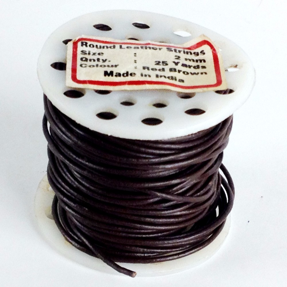 Round Leather Strings 2mm Red Brown 25 yards