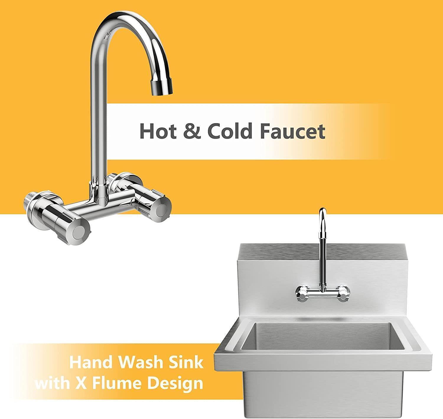 Heavy Duty Commercial Utility Sink Stainless Steel Basin Hand Wash Wall Mount