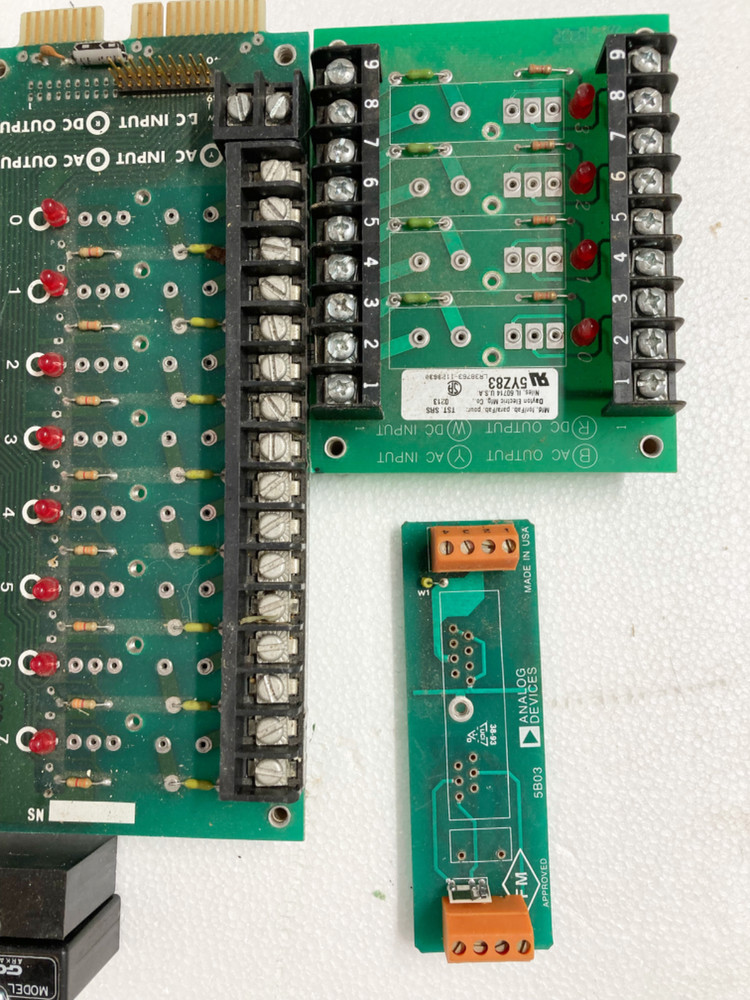 Crydom, Gordos, Opto22, etc, AC DC input output modules, mounting boards
