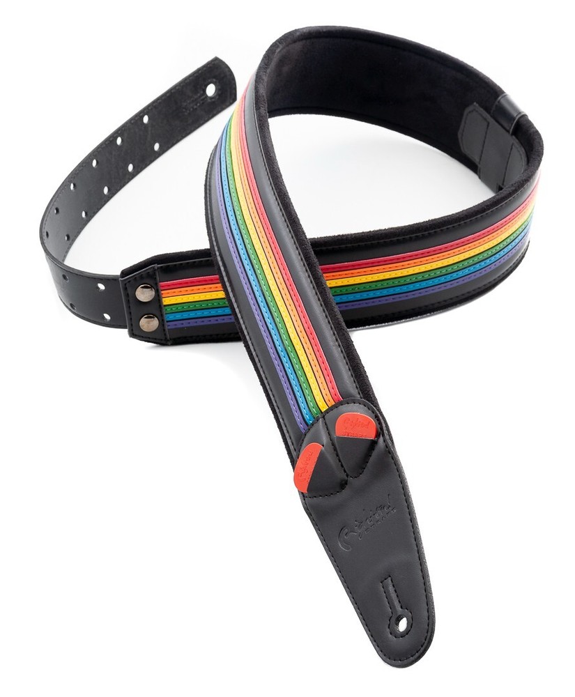RightOn! Mojo Prisma Rainbow Black Guitar Strap