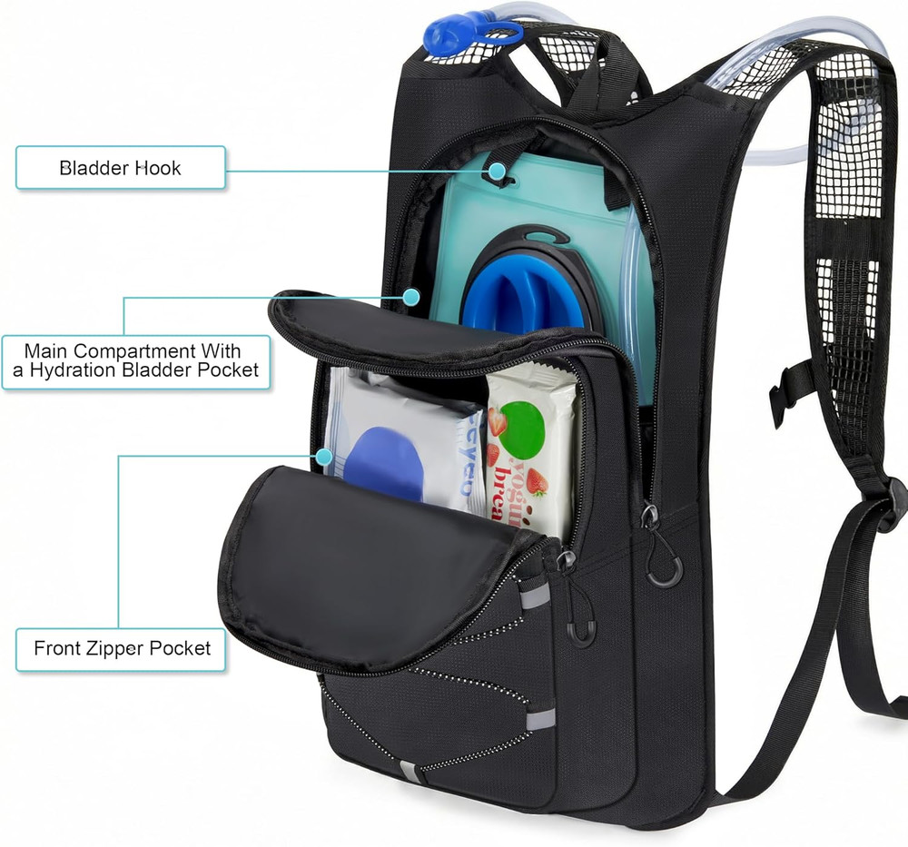 Hydration Backpack - Lightweight Water Backpack with 2L Water Bladder Bag, Runni