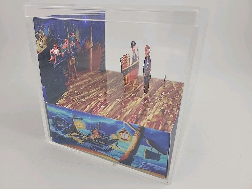 Monkey Island 2 Retro PC 3D Cube Handmade Diorama Video Game Shadowbox
