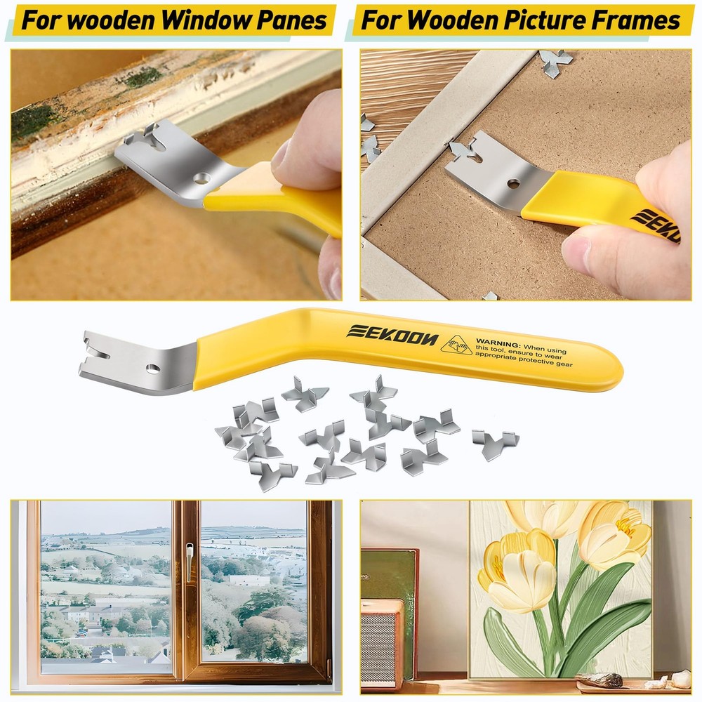 Glazier Point Driver, Glazier Setting Tool 100 Push Points, Glazing Push Point