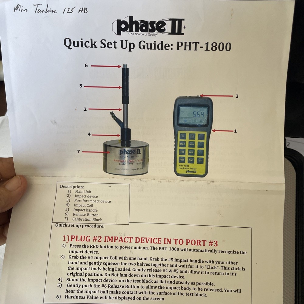 Phase lI PHT-1800 Portable Hardness Tester