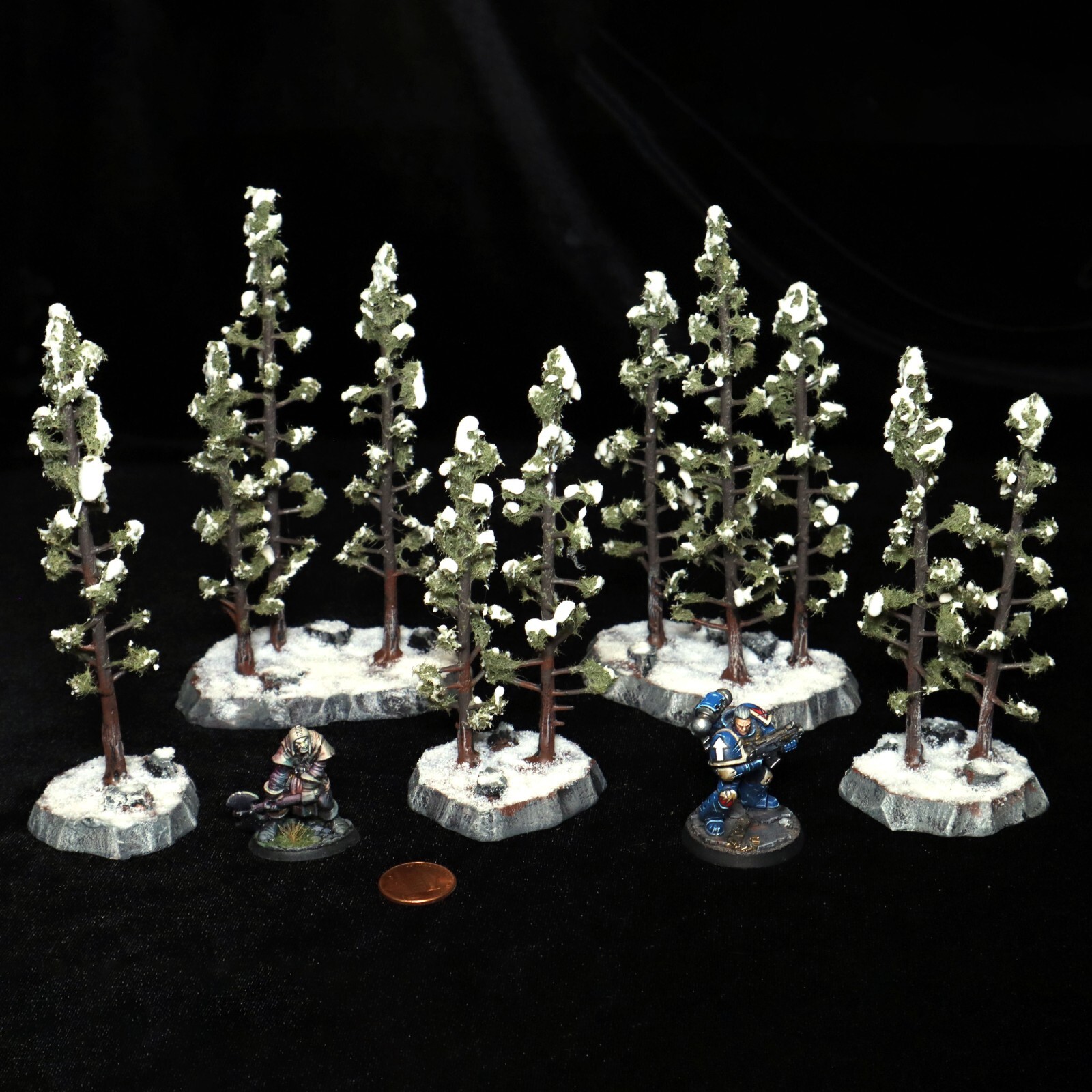 Handmade Snowy Pine/Fir Trees – Set of 5 for Winter RPG and Wargaming Terrain!
