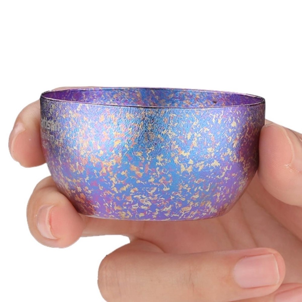 1PC Titanium Double Wall Tea Cup Teacup 45ml Outdoor Camping Tableware Drinkware