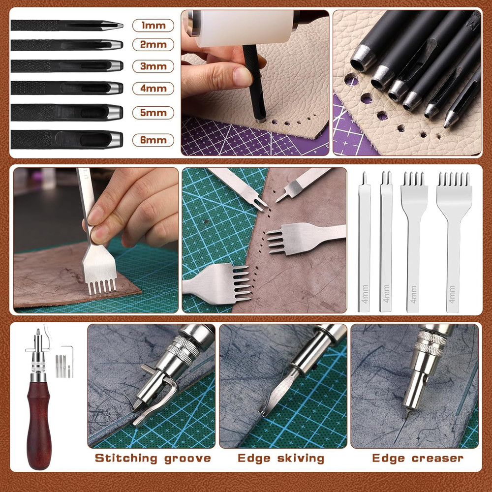 Leather Working Tool Leatherworking Tool Kit with Custom Storage Bag for Carving