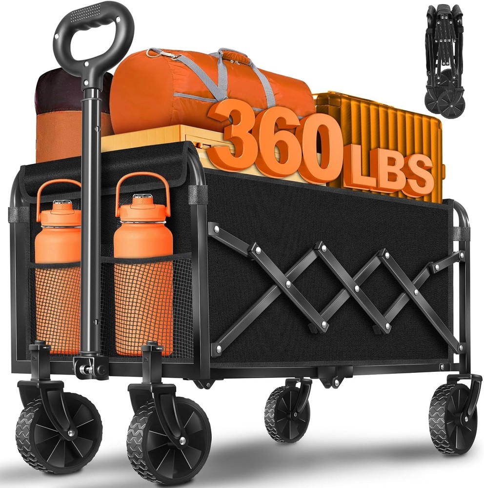 Wagons Carts Foldable, Collapsible Wagon with Wheels, Lightweight Foldable
