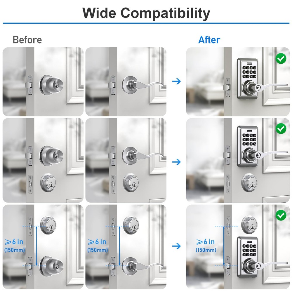 Door Lever with Keypad- Keyless Entry Door Lock with Handle -Code Door Lock- ...