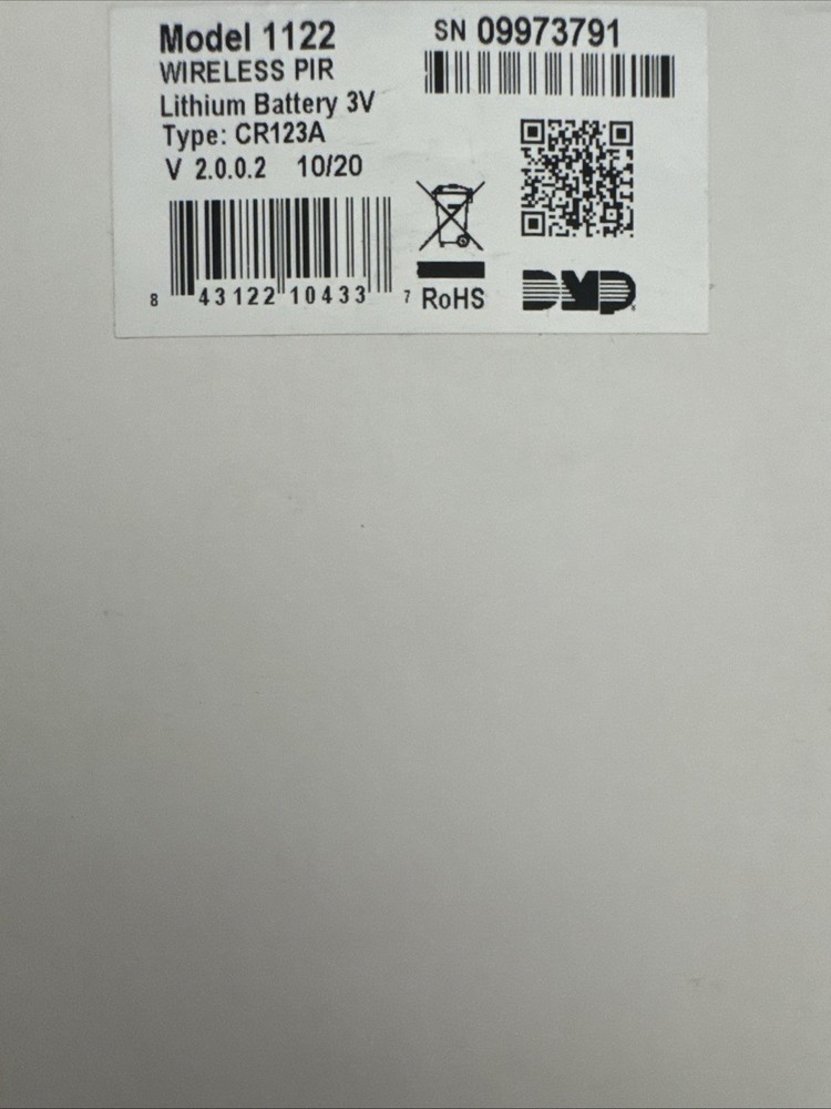 DMP 1122 Wireless PIR Passive Infrared Motion Detector White