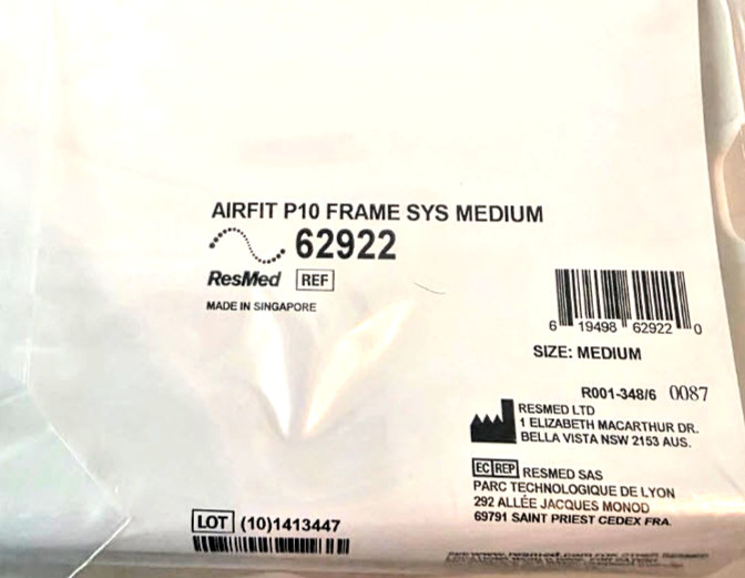 ResMed 62922 AIRFIT P10 FRAME SYS MEDIUM *NEW Replacement