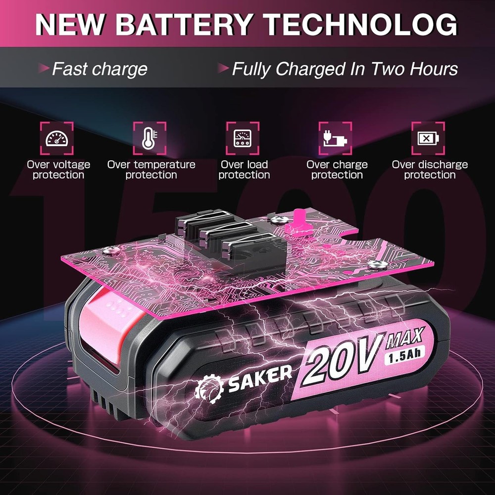 Saker Mini Electric Chainsaw 4" Portable Cordless Handheld PINK E2