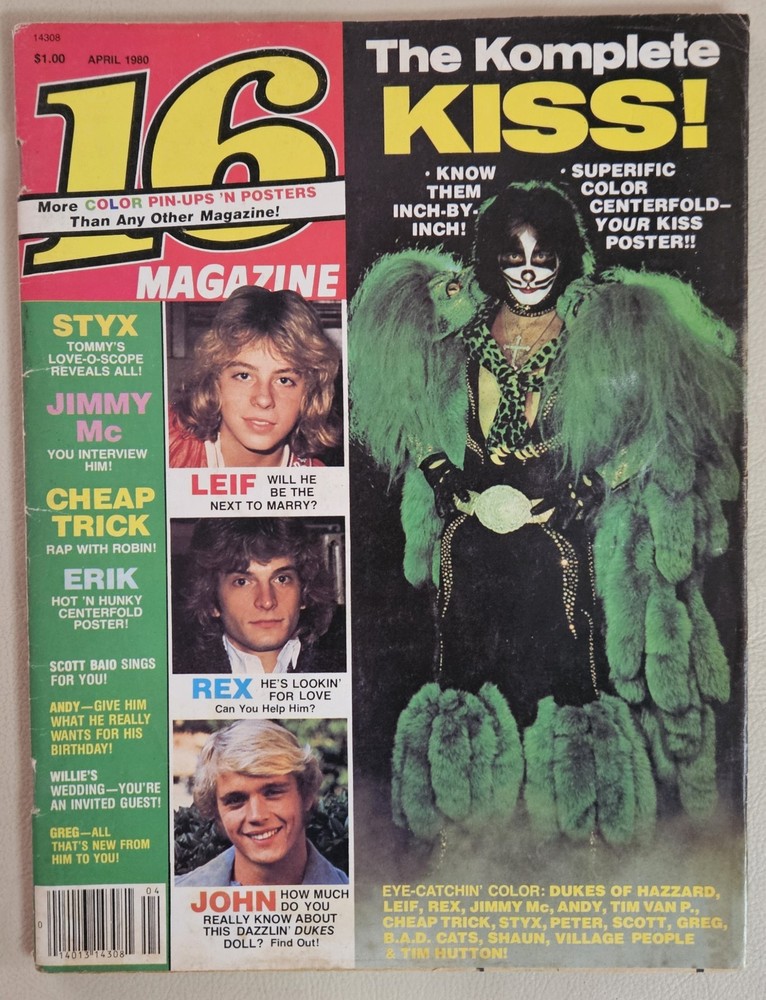 16 Magazine April 1980 KISS,  PETER CRISS, GARRETT, CHEAP TRICK, DUKES