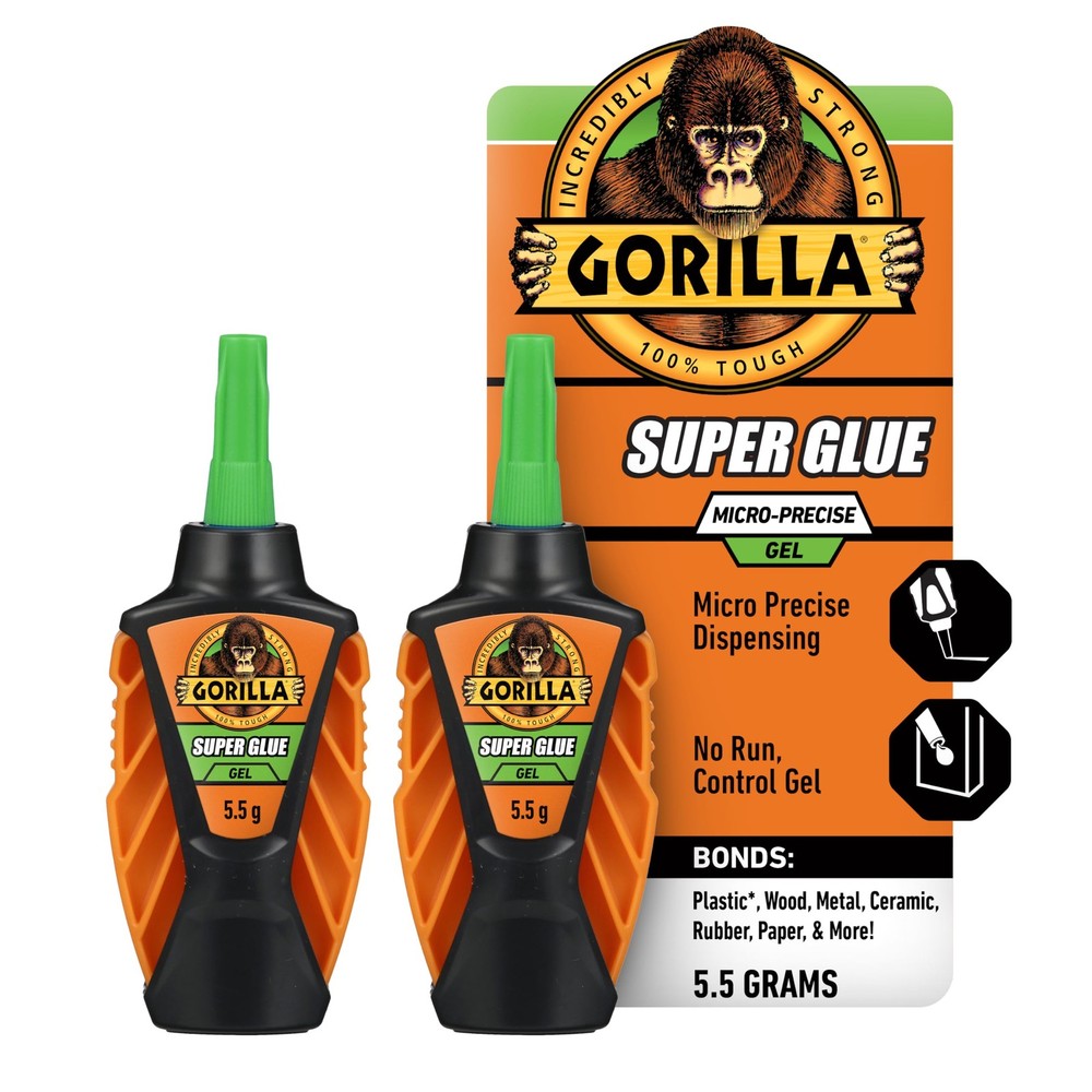 Gorilla Micro Precise Super Glue Gel, Cyanoacrylate Glue, Fast Setting, Prec...